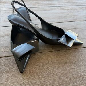 Prada Black Slingback Heels